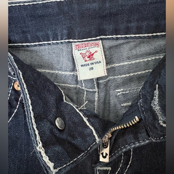 True Religion Dark Indigo Straight Leg Jeans Size 28 Y2K Vintage - Picture 7 of 10
